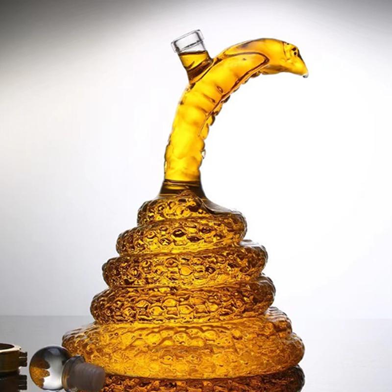 500Ml Liquor Bottles Snake Shaped Clear Whiskey Wine Decanter High Borosilicate Glass Zodiac Animal Wine Pot Craft Gift Decort