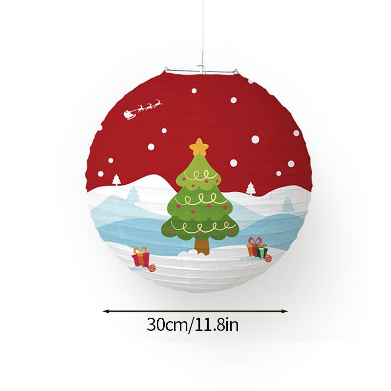 Christmas Hanging Paper Lanterns Cute Cartoon Santa Claus Xmas Tree Paper Lantern Lamps For Christmas Party Decor Photo Props
