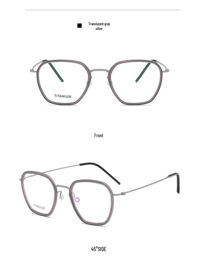 Linde Pure Titanium Women's Literary Fashion Glasses, Retro Acetate Frame for Business or Commute, Unisex Style