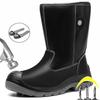 Puncture-Proof Work Boots Safety Steel Toe Shoes Men Mid-Calf Boots Men Safety Shoes Work Leather Protective Boots Waterproof