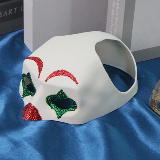 Маска кота-клоуна Блестящая маска клоуна со стразами Маска для косплея питомцев с отверстиями для ушей
