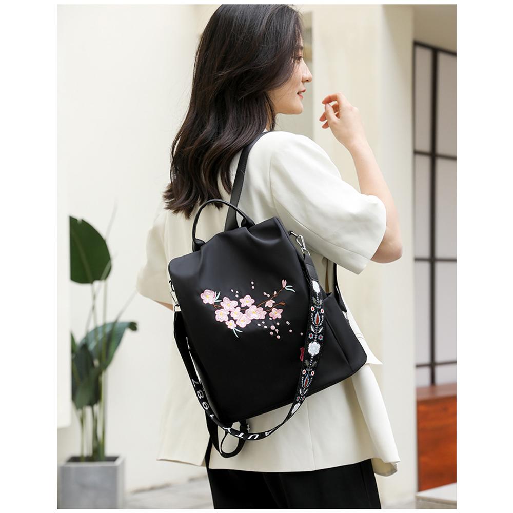 Противоугонный модный износостойкий рюкзак для отдыха и путешествий, женский рюкзак из ткани Оксфорд с цветочной вышивкой, школьная сумка для девочек