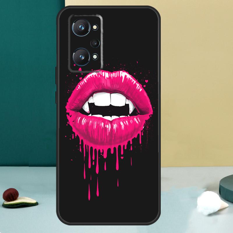 Сексуальные губы вампира Для Realme GT 6T 5 6 GT 7 Pro C67 C75 C61 C55 C53 C51 C21Y C25S 10 11 12 13 14 Pro Plus Чехол
