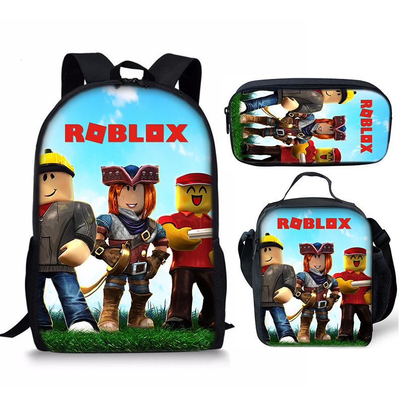 Новый рюкзак для школы Roblox с цифровой печатью, набор из трех предметов: рюкзак, сумка для ланча, пенал