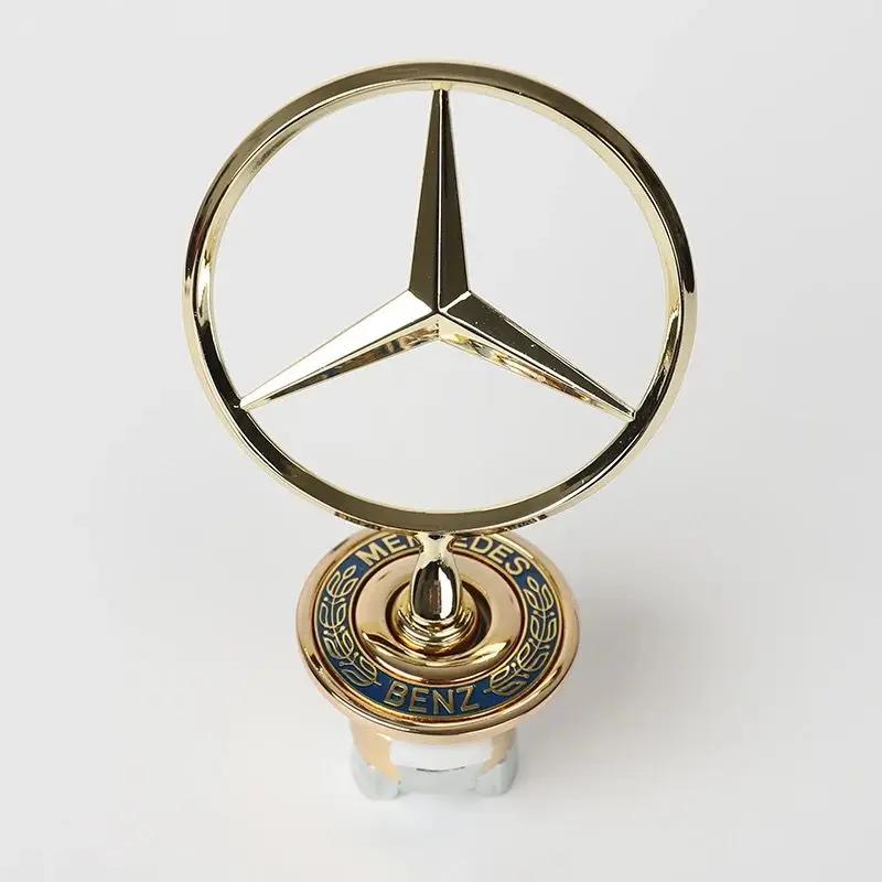 2025 Hot For Benz 1pcs 44mm 3D Metal Blue Chrome Star Bonnet Hood Logo Emblem Badge for Mercedes Benz W202 W203 W204 W208 W210 W