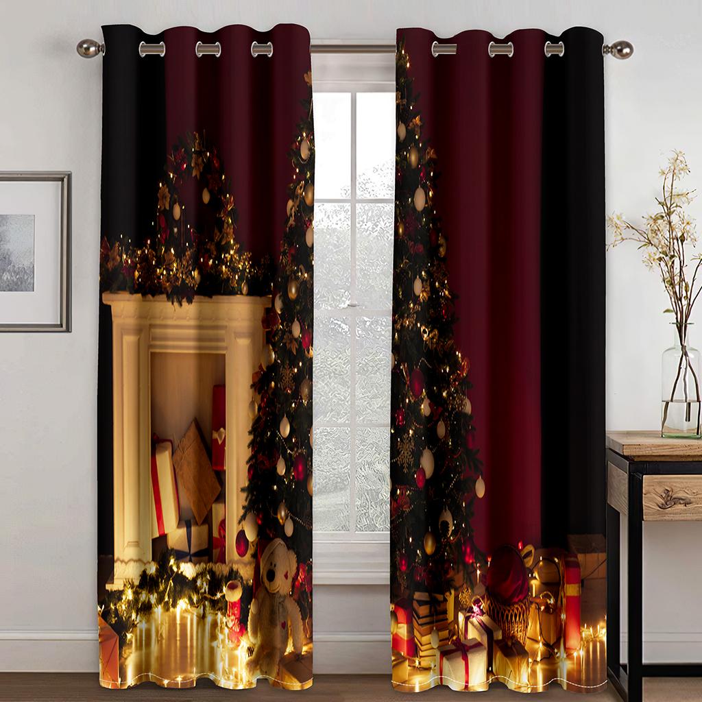 Мультфильм забавные милые с Рождеством и Новым годом детские шторы на окна для гостиной, спальни, ванной комнаты, двери, домашний декор
