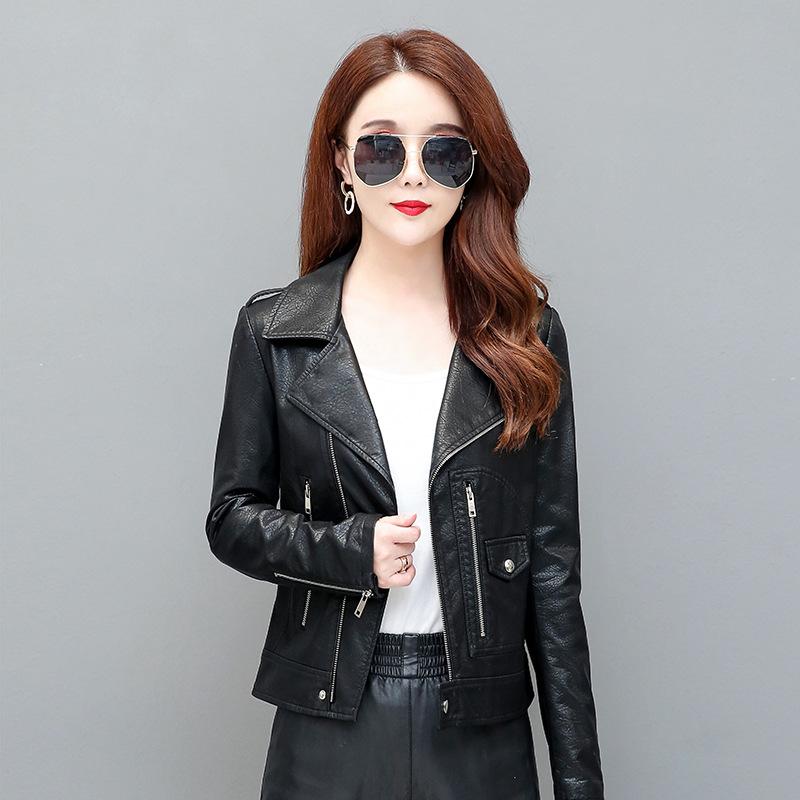 Кожаное женское короткое осеннее новое женское кожаное пальто из овчины, кожаный верх, кожаная куртка, маленькое мужское пальто
