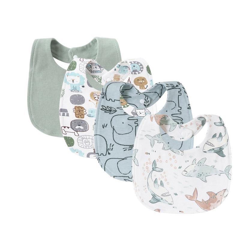 4Pcs-set Baby Bibs Burp Clothes Cartoon Newborn Saliva Towels for Girls Boys Cotton Kids Apron Infant Accessories Toddler Bibs