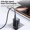 Toocki PD 45 Вт GaN USB-зарядное устройство для телефона Сверхбыстрая зарядка 2.0 QC 3.0 Светодиодный дисплей Тип C Зарядное устройство для Samsung S25 iPhone 17 Pro
