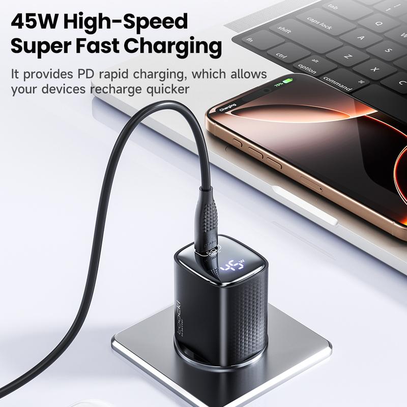 Toocki PD 45 Вт GaN USB-зарядное устройство для телефона Сверхбыстрая зарядка 2.0 QC 3.0 Светодиодный дисплей Тип C Зарядное устройство для Samsung S25 iPhone 17 Pro