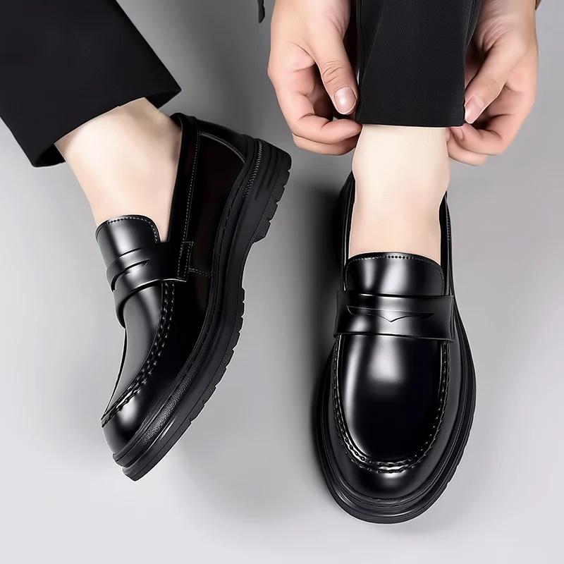 Fashion Genuine Leather Brand Loafers Men Slip On Footwear Office Man Formal Business Shoes Wedding Men Dress Ventilate Driving Shoes
