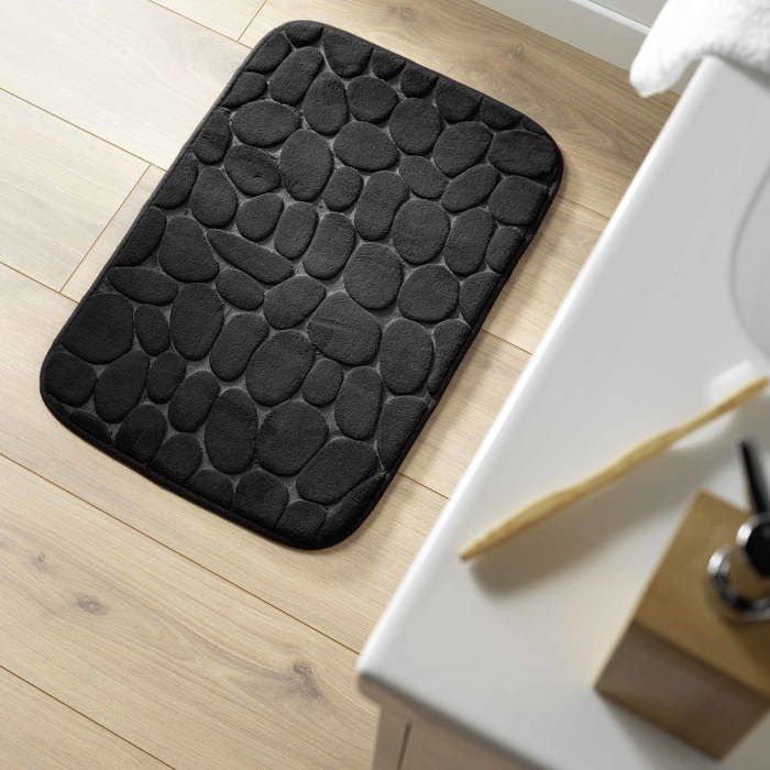 Tapis de bain - Ricochet - 50 x 80 cm - Noir - 100% Polyester Microfibre - Doux au toucher