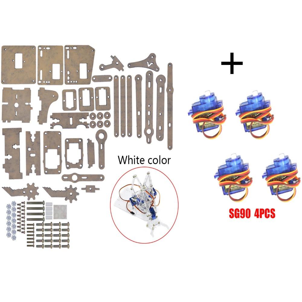 SG90 MG90S 4 DOF Несобранный Акриловый Механический Робот-Манипулятор Клешня Комплект Для Arduino Роботизированная Рука STEAM Комплект Программирование Роботизированной Руки