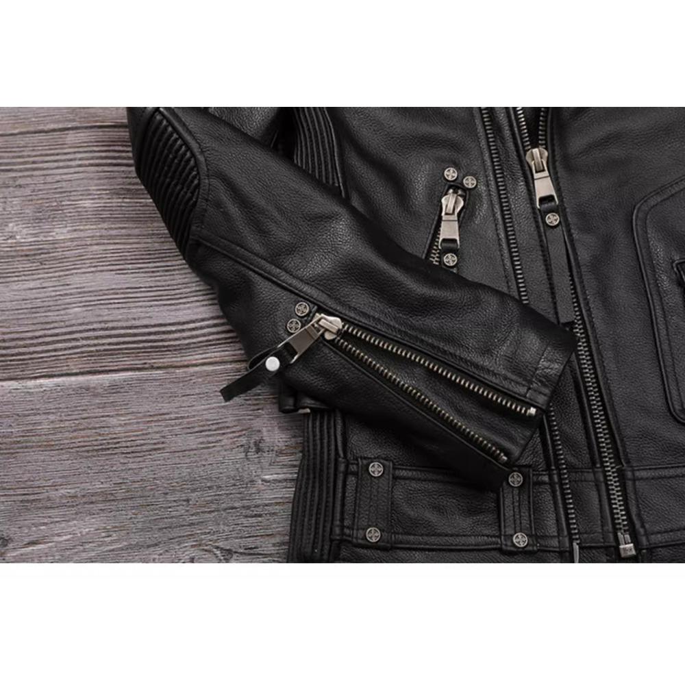 Китайский размер Тяжелая мотоциклетная куртка из натуральной коровьей кожи Верхний слой Повседневный винтажный ретро мото костюм кожаное пальто Зима