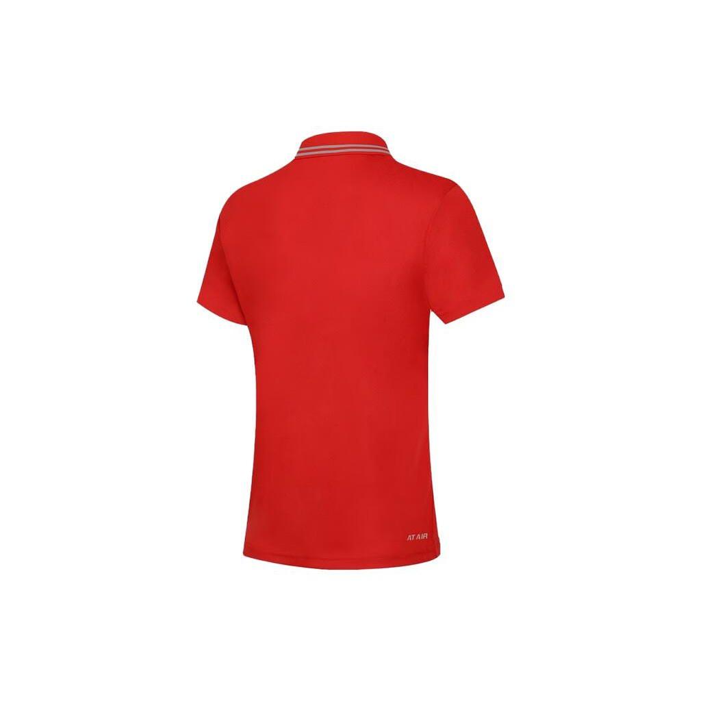 Li Ning Plain Polo Neck Pullover Short Sleeve T Shirt Women Tops Red APLT078-6