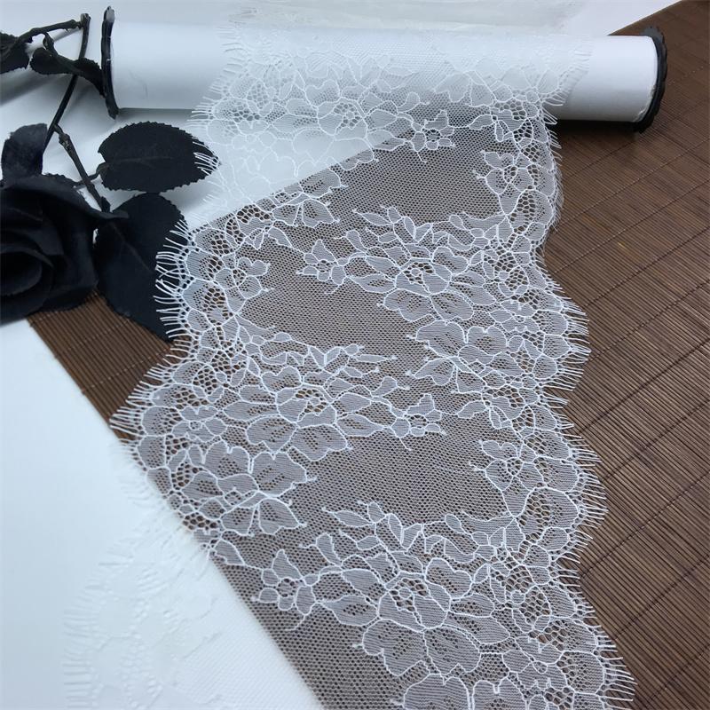 ( 2 Colors ) Chantilly Lace, 3m x 17.5cm, Non-stretch Eyelash Mesh Lace Trim for Lingerie, Bra, Underwear, Lingerie, Dress, Garment, Sewing & Crafting