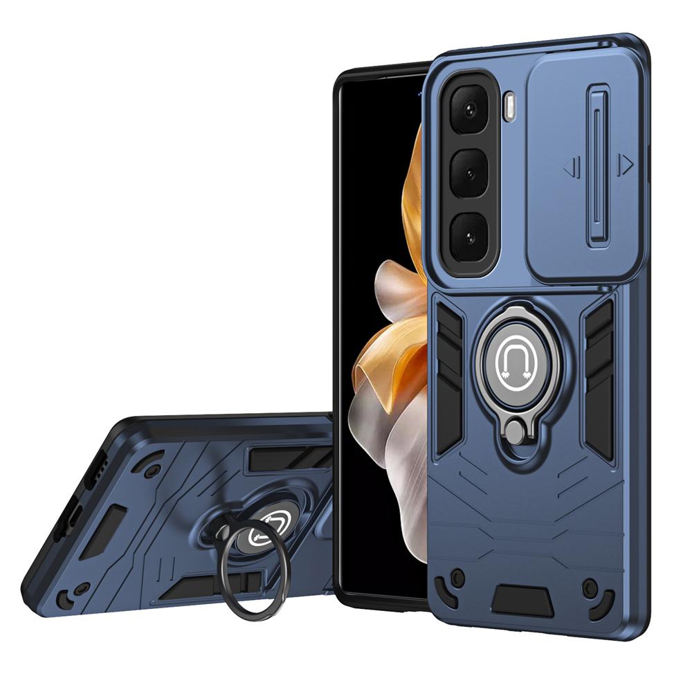 KEYSION Shockproof Armor Case for Infinix Hot 60i 4G Camera Protection Ring Stand Phone Back Cover for Infinix Hot 60 Pro+ 60 5G