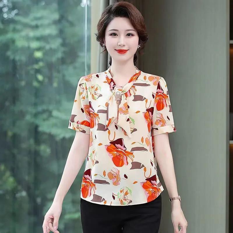 Рубашка с коротким рукавом для женщин, летняя женская свободная повседневная рубашка, модная футболка с принтом