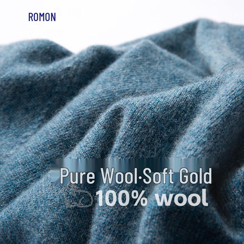 ROMON Мужской тонкий свитер из 100% мериносовой шерсти с круглым вырезом