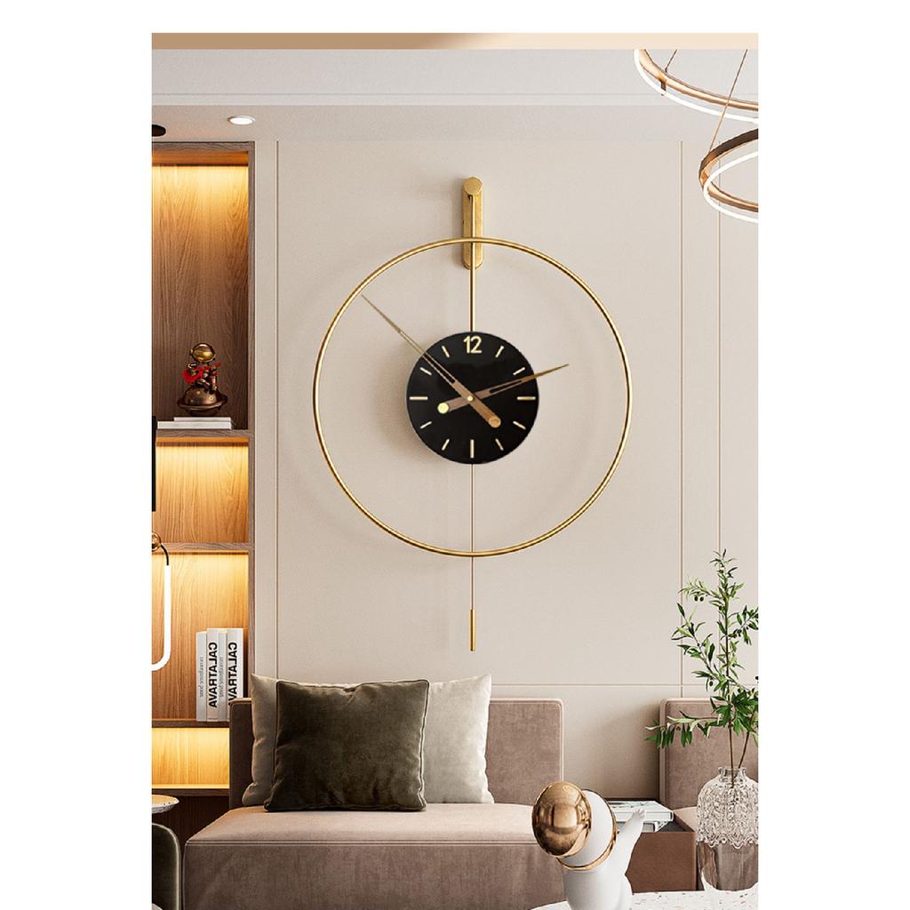 Izmir Cam Time 60 см золото металл черное стекло, современные декоративные металлические настенные часы с маятником