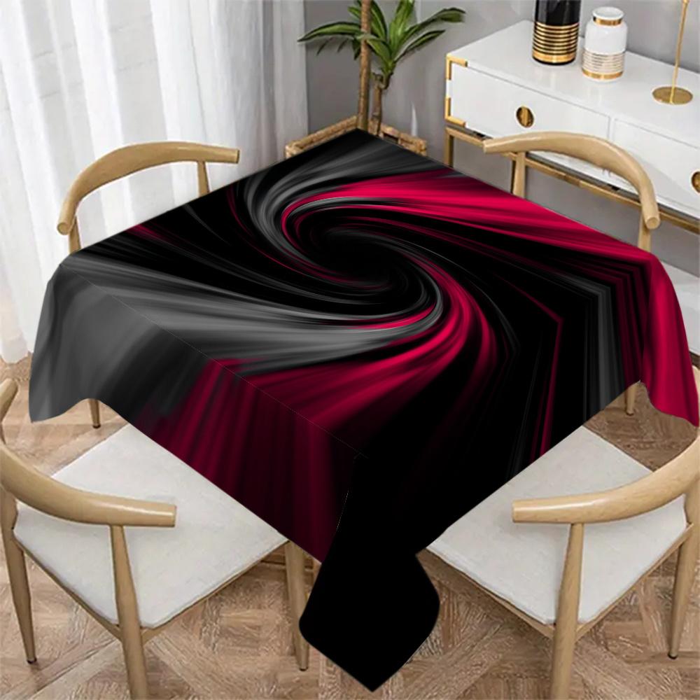 One fashionable black and red gradient vortex pattern tablecloth, suitable for home, restaurant and office table use.zyc