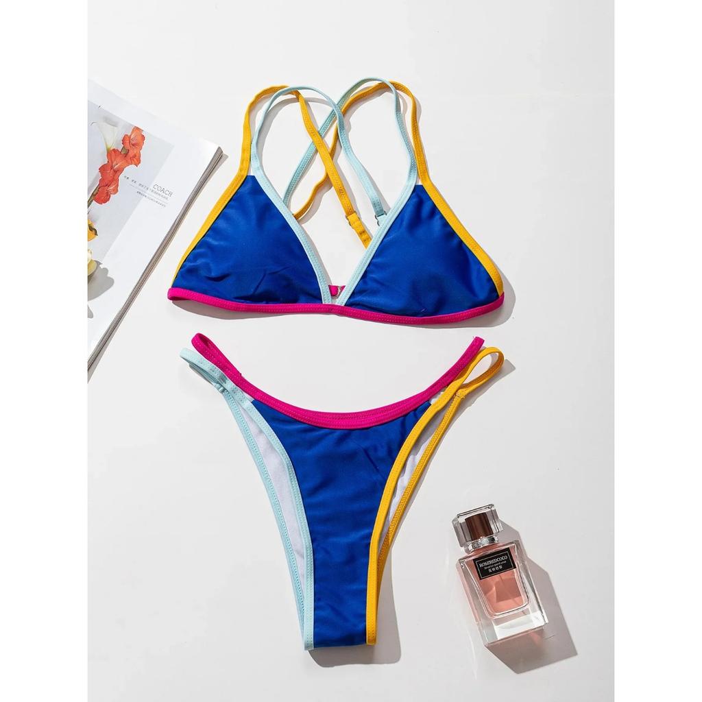 Женские 3 цвета, сексуальные стринги, купальник, беспроводной купальник, пляжная одежда с высоким вырезом, купальный костюм, комплект бикини из двух предметов для женщин