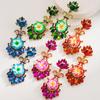 Alloy Studded Diamond Simulated Flower Earrings For Women Creative Fashionable High-quality Flower Earrings