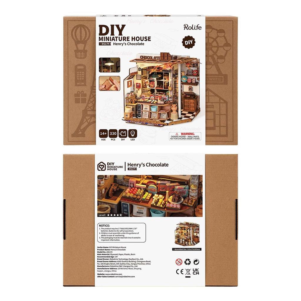 ROBOTIME Rolife 3D Puzzles Henry's Chocolate DIY Miniature House DG174