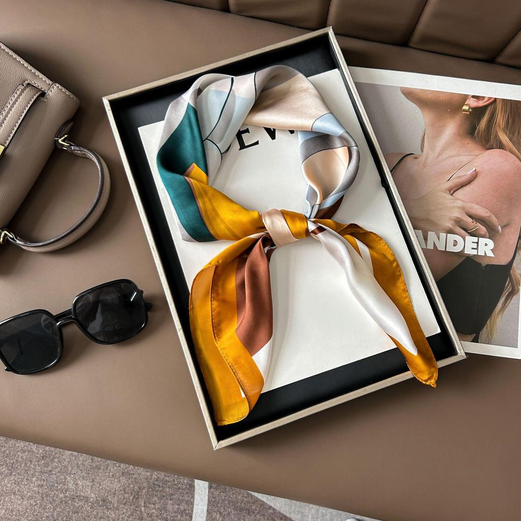 Шелковый шарф премиум-класса с принтом в корейском стиле - Универсальный модный аксессуар