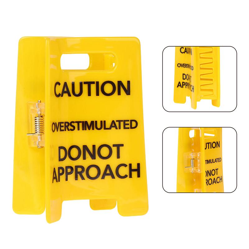 Overstimulated Caution Sign Hair Claw Clip,Yellow Caution Hair Clip,Do Not Approach Sign Hair Claws Hair Clips,Funny Gag Gift Fo