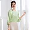 Summer Stretch Mulberry Band Silk Jacquard Shirt Women's Top Mulberry Silk Shirt