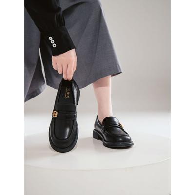 Женские весенне-осенние туфли-лоферы в британском стиле на толстой подошве для поездок на работу