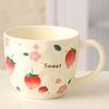 Cute Fruit Pattern Ceramic Mug Strawberry Coffee Cup Oatmeal Breakfast Cup Water Cup Valentine's Day Present Couple Water Cups