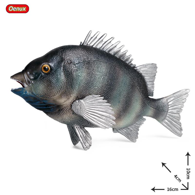 Oenux Модель Морские Животные Фигурки Экшн Океанские Рыбы Парусник Окунь Групер Лосось Фигурки для Аквариума ПВХ Обучающая Детская Игрушка