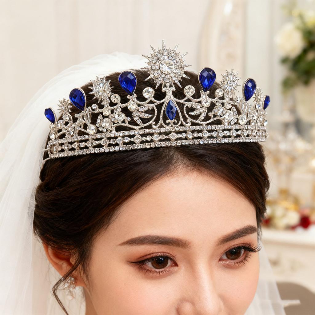 Bridal Crown Sunflower Rhinestone Princess Crown for Women Bridal Wedding Prom Birthday Hair Accessories