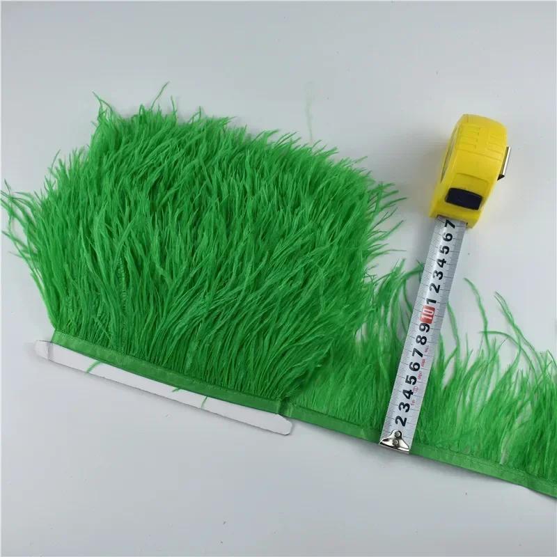 Feather1Meters Ostrich Feathers on Tape Ribbon Fringe Trim 8-10cm DIY Skirt Sewing Trimmings Clothes White Feather DIY Decor Decoration