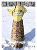 Женская ретро-юбка-зонт средней длины из полярного флиса с узором Fair Isle для осени/зимы
