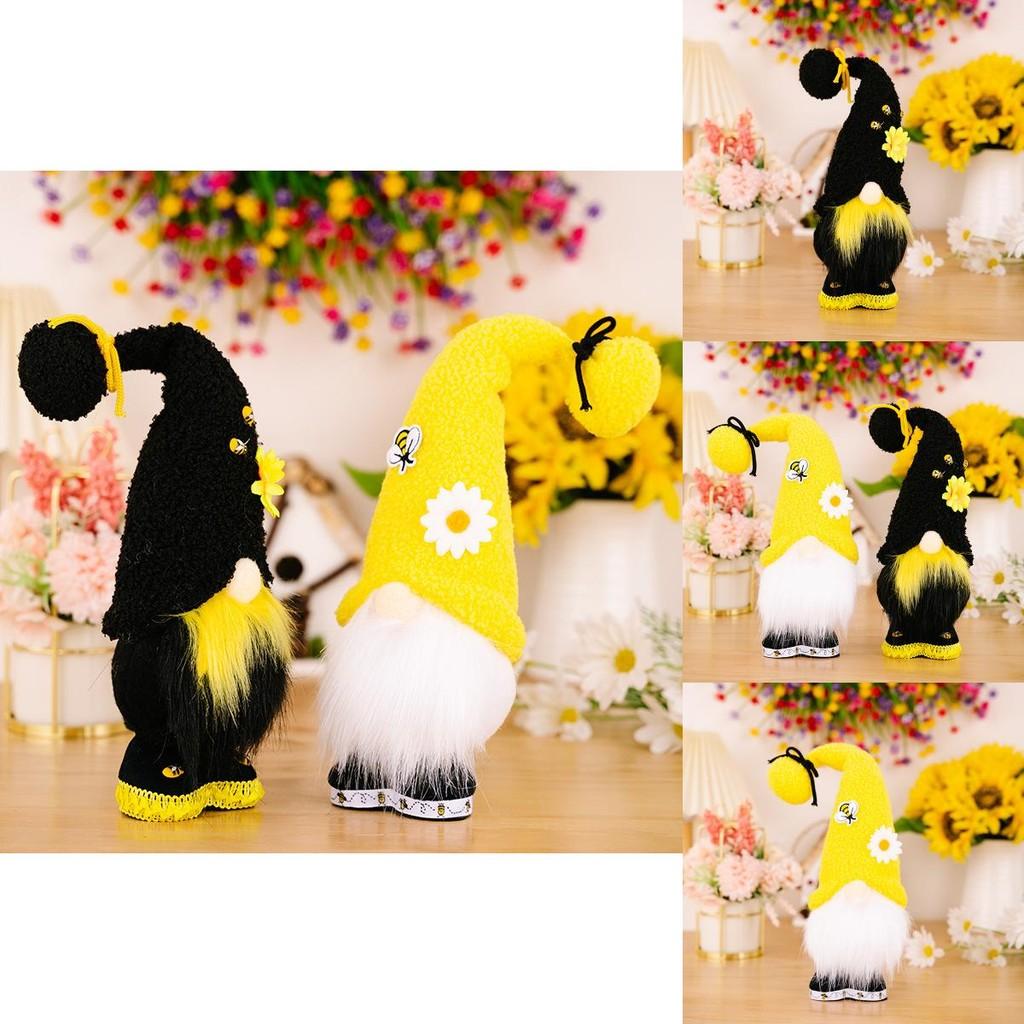 Очаровательная плюшевая кукла пчелы желтого и черного цвета с бантом для праздничного украшения дома