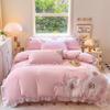 Princess Style Milk Velvet Lace 4-Piece Set: Embroidered Duvet Cover & Solid Color Bed Sheet