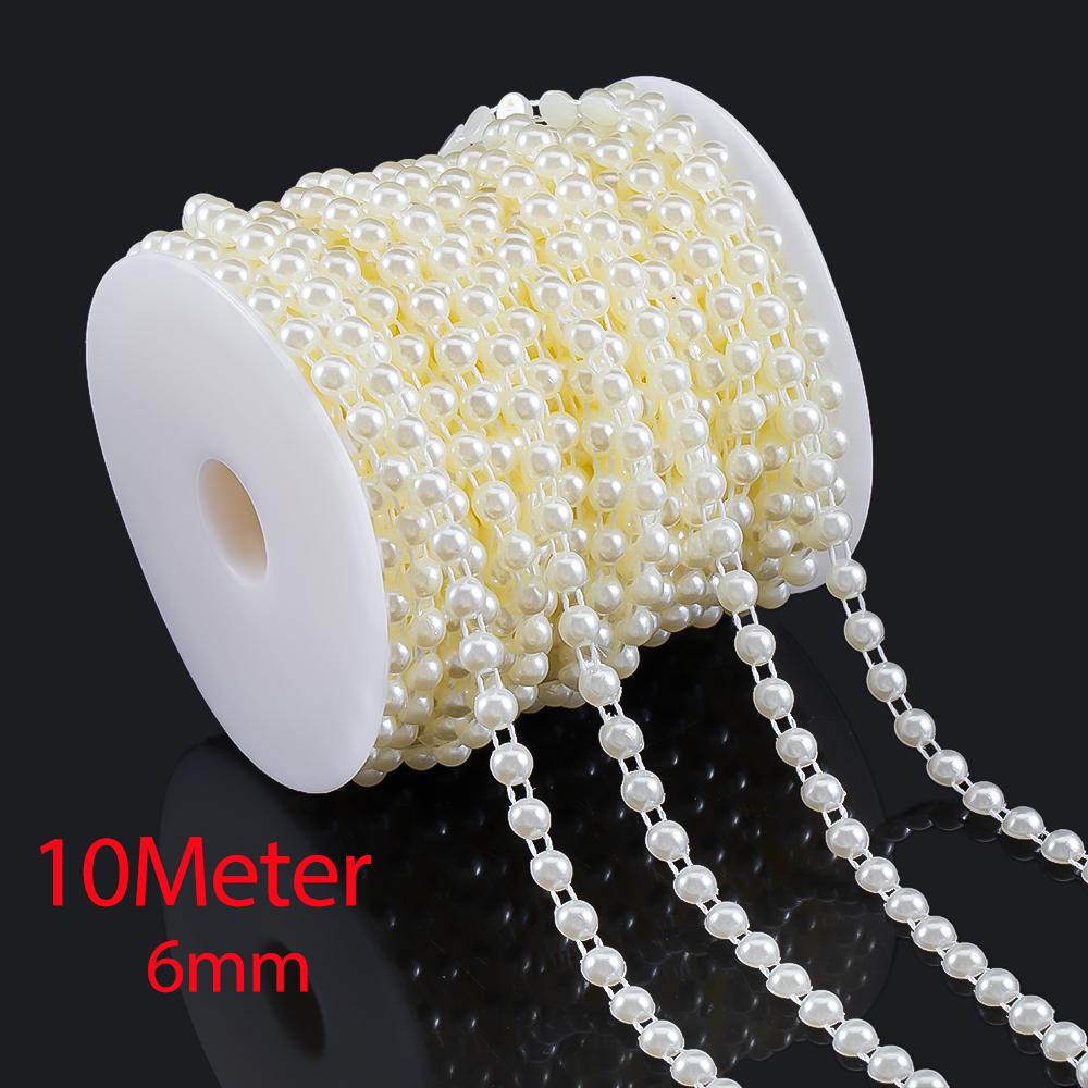 10M 2M ABS Imitation Pearl Star Bead Chain Line Cord Plastic Thread Trim DIY Wedding Party Decor Jewelry Findings Craft Material