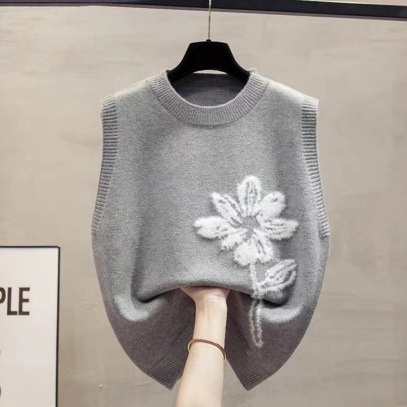 Knitted Vest for Women In Spring and Autumn Loose Fit Outerwear Knitwear Vest
