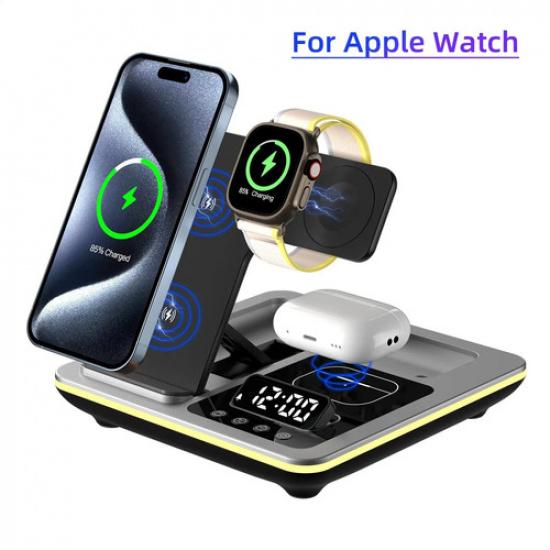 3 In 1 Wireless Magnetic Charger Station With Clock Display