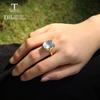 Простое небесно-голубое топаз и зеленый агат овальное кольцо 12*16 мм из натурального драгоценного камня 925 серебро желтый дизайн женские изысканные украшения