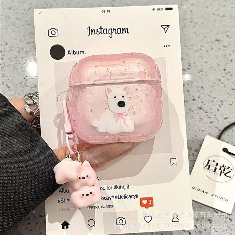 Pink splash ink West Highland puppy for AirPods pro1 protective case earphone cover pro1 bluetooth earphone case