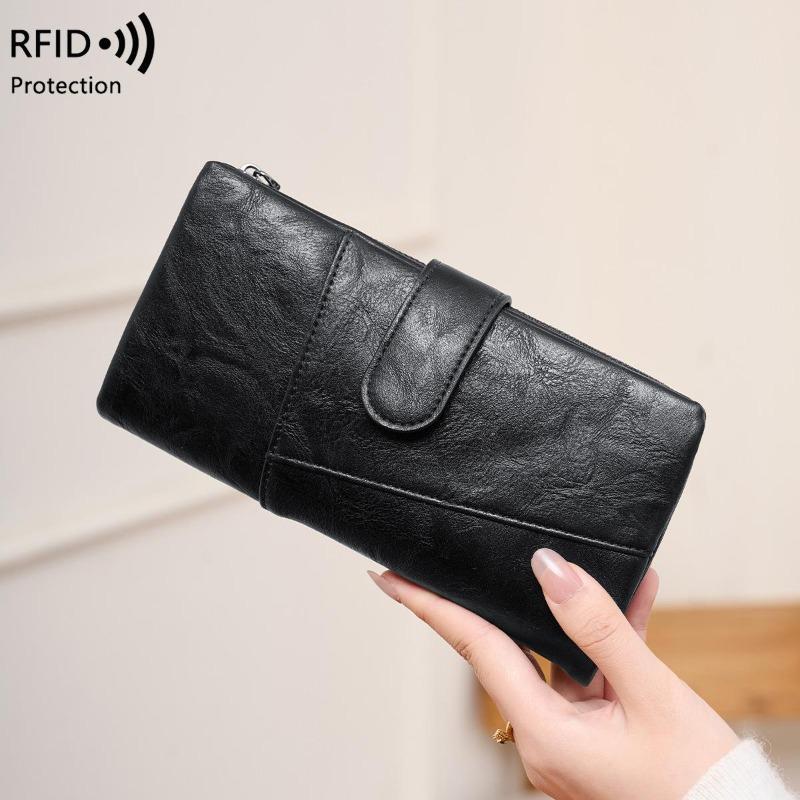 Женский длинный кошелек Анти-вор Мигающий RFID-пакет для карт Искусственная кожа Кошелек для монет Сумка-клатч Держатель для карт Зажим для денег Многофункциональный мужской кошелек