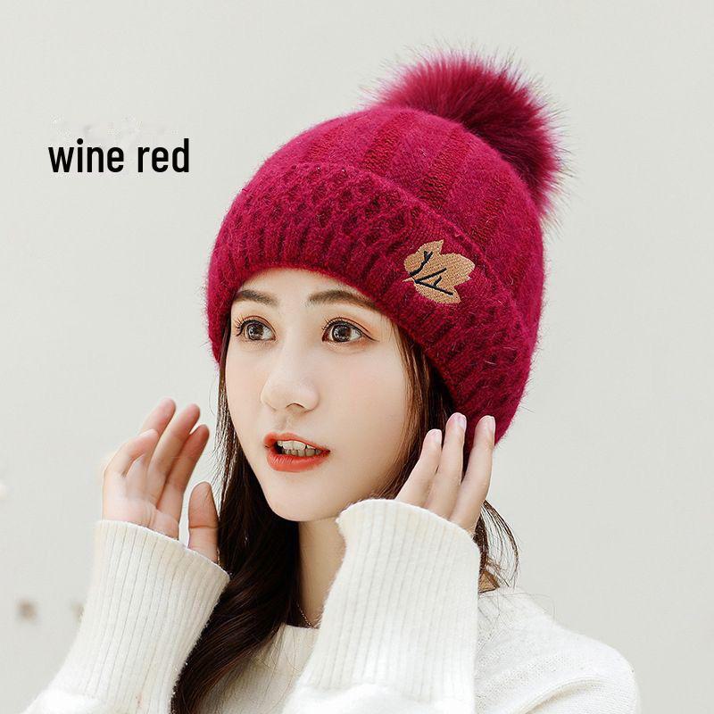 Korean Style Women's Winter Hat: Fashionable Rabbit Wool, Velvet-Lined, Warm Knitted Pullover.