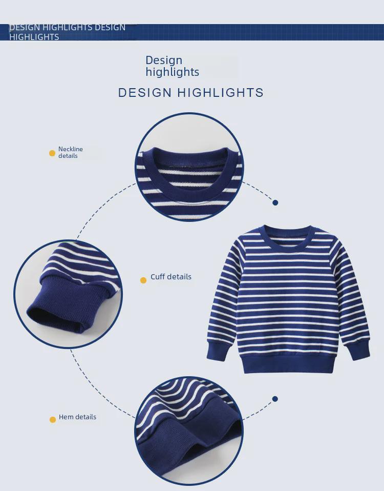 27Kids 2024 Autumn New Striped Children's Sweatshirt 