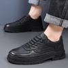 Fashion British Cow Leather Fashion Platform Sneakers for Men Spring Autumn Designer New Soft Bottom Casual Business Men's Dress Shoes