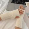 1 Pair Fall Winter Gloves Half-finger Cover Knitted High Elasticity Non-slip Student Writing