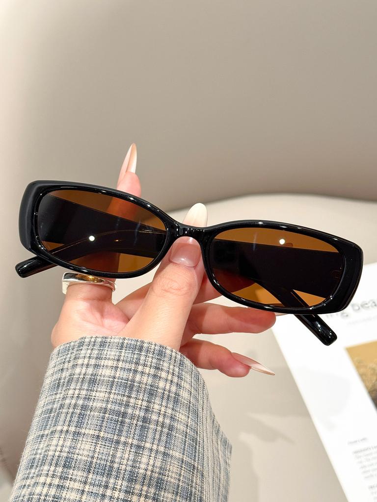 1Pc Rectangular Sunglasses Women's Fashion Outdoor Casual Trendy Korean Style Brand Design Decorative Sun Glasses